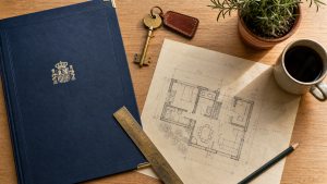 Documentos administrativos, plano arquitectónico y llave para cédula de habitabilidad Valencia