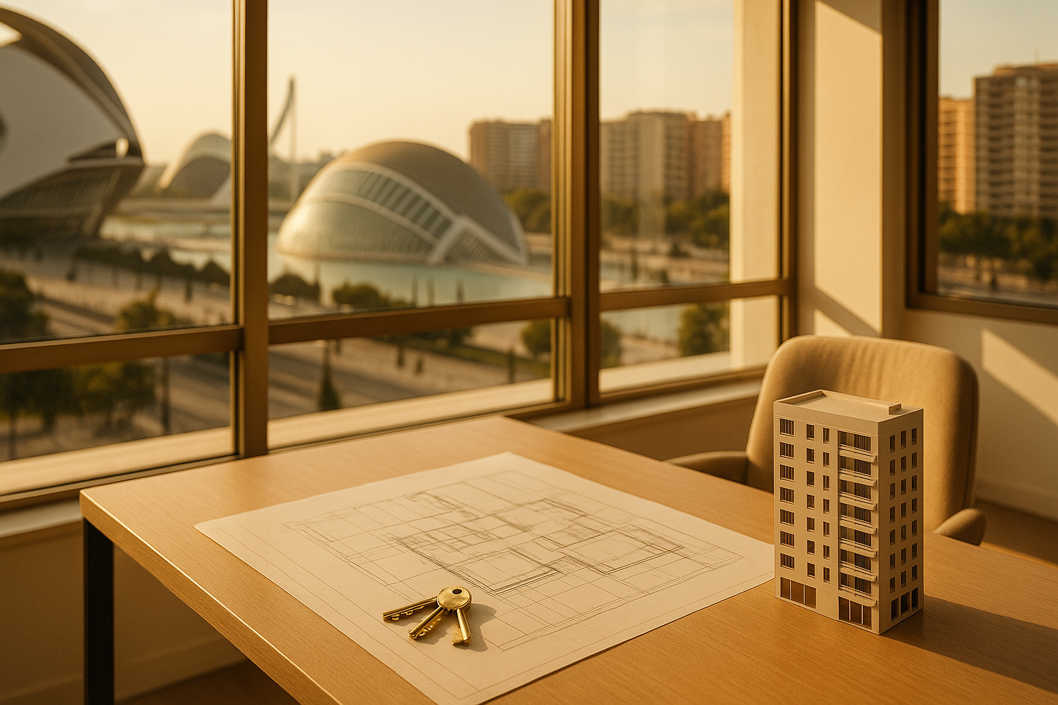Vender propiedad Quatre Carreres Valencia: oficina con vista a la Ciudad de las Artes